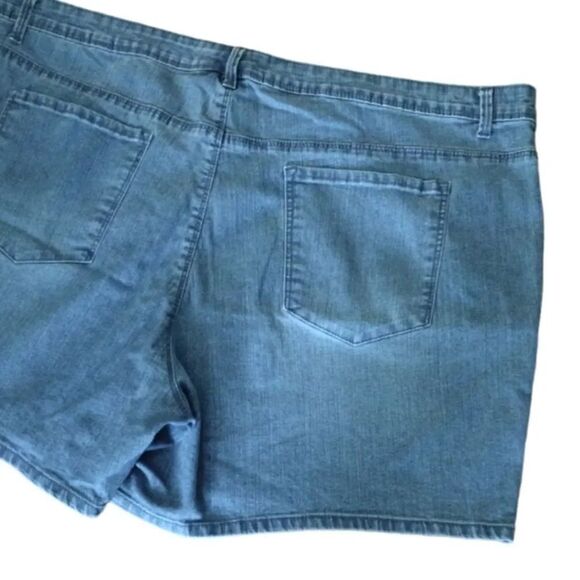 GV High Waisted Chevron Embroidered Sides Denim Jean Shorts Plussize 16 - Picture 10 of 15